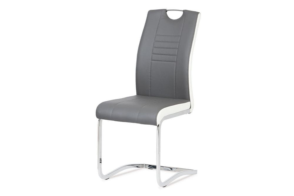 Autronic jedálenská stolička, koženka sivá, chróm DCL-406 GREY